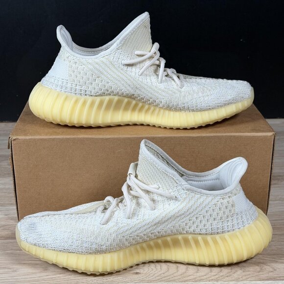 Adidas Yeezy Boost 350 V2 Natural Shoes Mens Size 10.5 Cream Sneakers FZ5246 - Picture 2 of 15